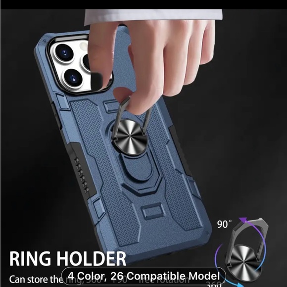 Apple iPhone Phone Case Magnetic 360* Rotating Rings Purple - Picture 2 of 6